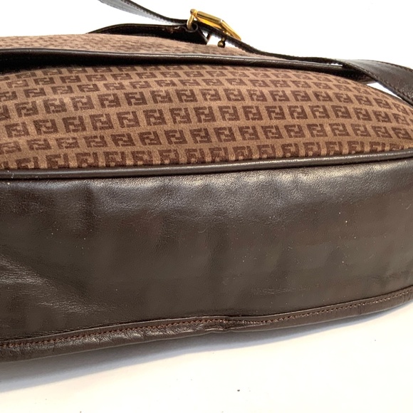 Vintage Original Fendi Suede and Leather Monogram Shoulder Bag 1980’s - Picture 3 of 11